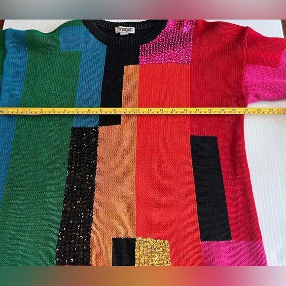 De Rotchild Women’s Sweater Sz M-XL Abstract Print 80’ Vintge - Picture 5 of 6